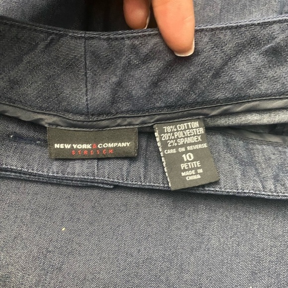 New York and Co Trouser Pants High Waist Straight Leg 10P Navy Blue - Picture 6 of 8